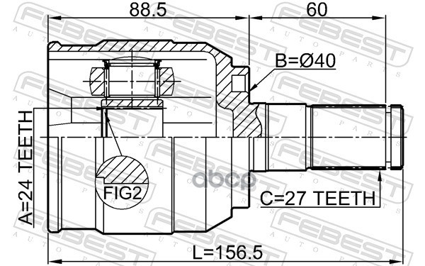 Шрус внутренний правый 24X40X27 Febest арт. 1211IX352WDRH