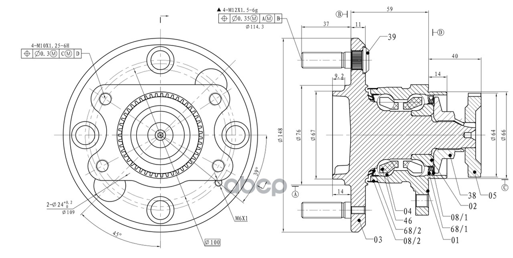 Ступица колеса в сборе HYUNDAI Sonata IV 01->/KIA Magentis 00-05 GANZ арт. GIM03015