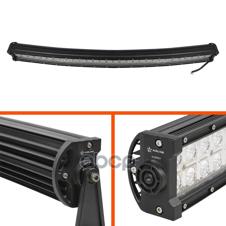 Фара светодиодная (балка) двухрядная изогн., 60led комбин.свет, 180w, (820х78х60) 12/24v (aled057) AIRLINE арт. ALED057