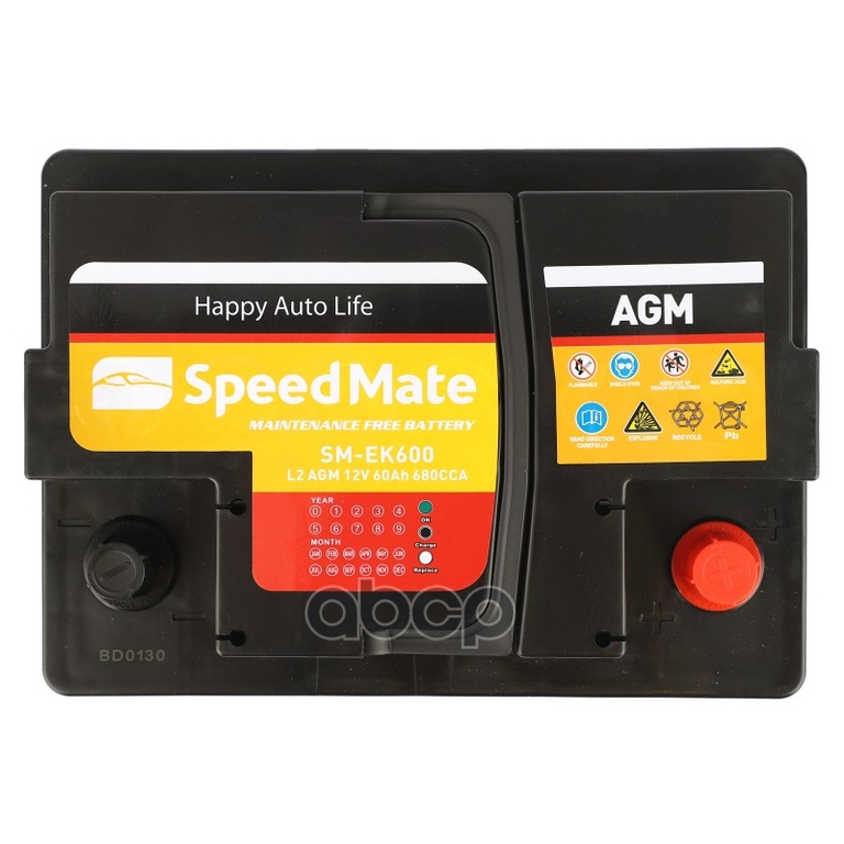 Аккумулятор AGM 12V 60Ah 680A 242x175x190 [-+] SpeedMate арт. SMEK600
