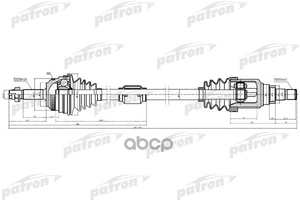 Полуось правая 24x807x59x25 ABS: 40T GEELY MK PATRON арт. PDS0313