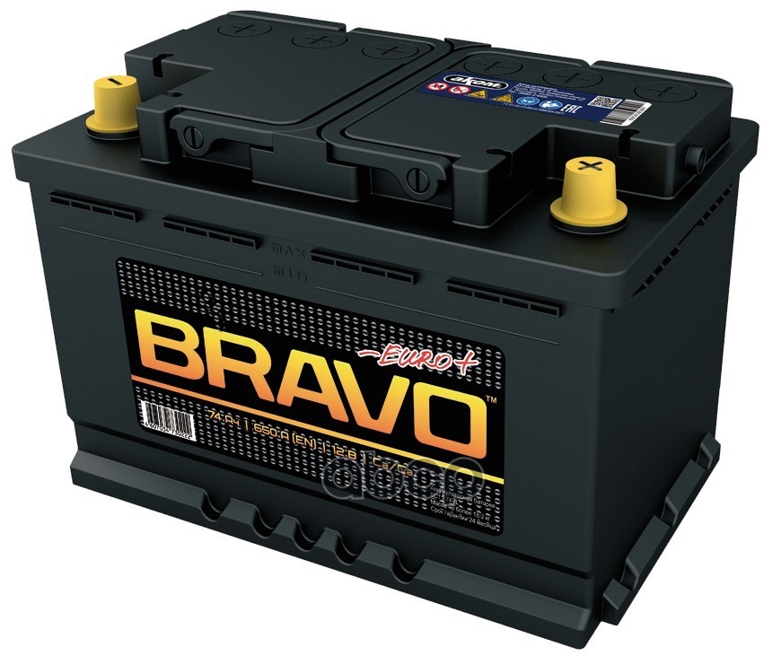 Аккумулятор Bravo [-+] о.п. 74 Ah (650А) L3 |278x175x190| АКОМ арт. 4607034730239
