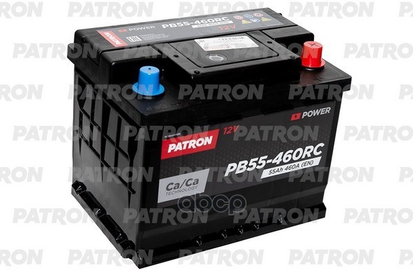 Аккумулятор PATRON POWER 12V 55AH 460A ETN 0(R+) L2 242x175x190mm B13 14,0kg PATRON арт. PB55-460RC