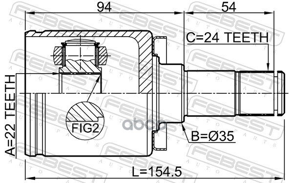 Шрус внутренний левый 22X35X24 Febest арт. 4211P3M