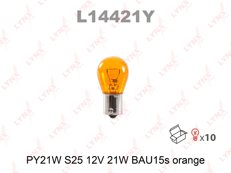 Лампа LYNXauto L14421Y PY21W 12V BAU15S ORANGE