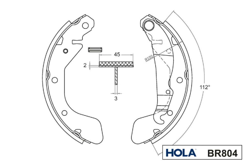 Колодки тормозные барабанные HOLA BR804 Lacetti