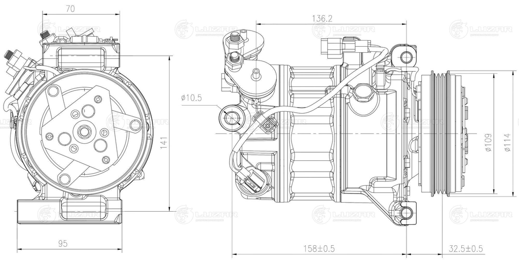 Компрессор кондиц. для а/м Volvo S60 II (06-)/S80 II (06-)/XC60 (08-)/XC70 (07-)