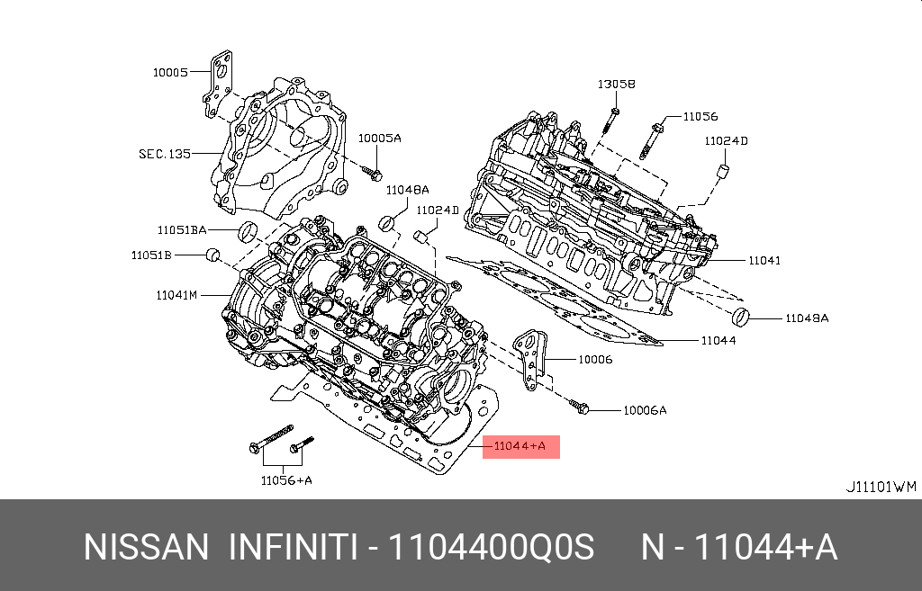 Прокладка головки блока r51m v9x Nissan 11044-00Q0S
