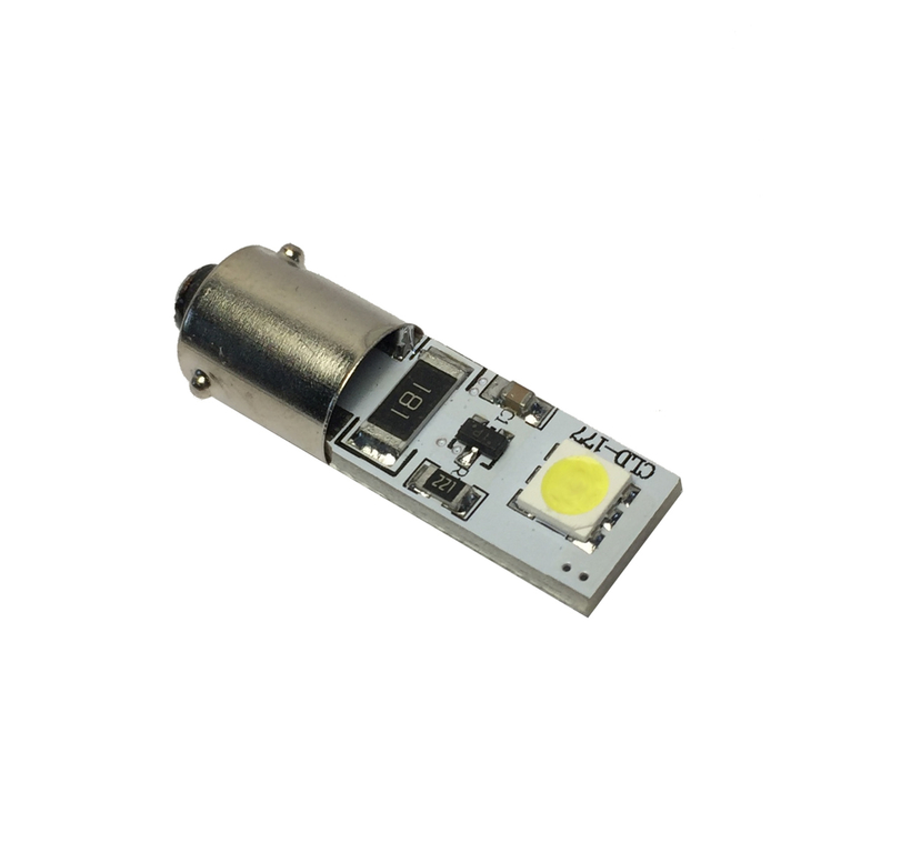 Светодиод 12V BAX9s (2 SMD, size 5050) base:BAX9s белый (c резистором) Nord Yada 902712