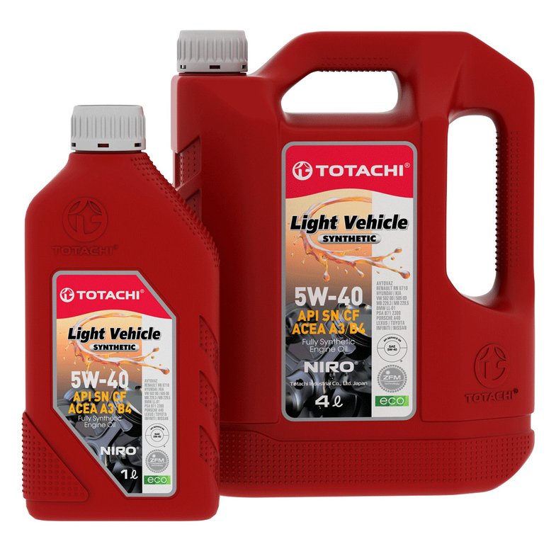 Масло моторное TOTACHI NIRO LV Synthetic SAE 5W-40 API SP, SN PLUS, SN/CF, ACEA A3/B4 4л+1л