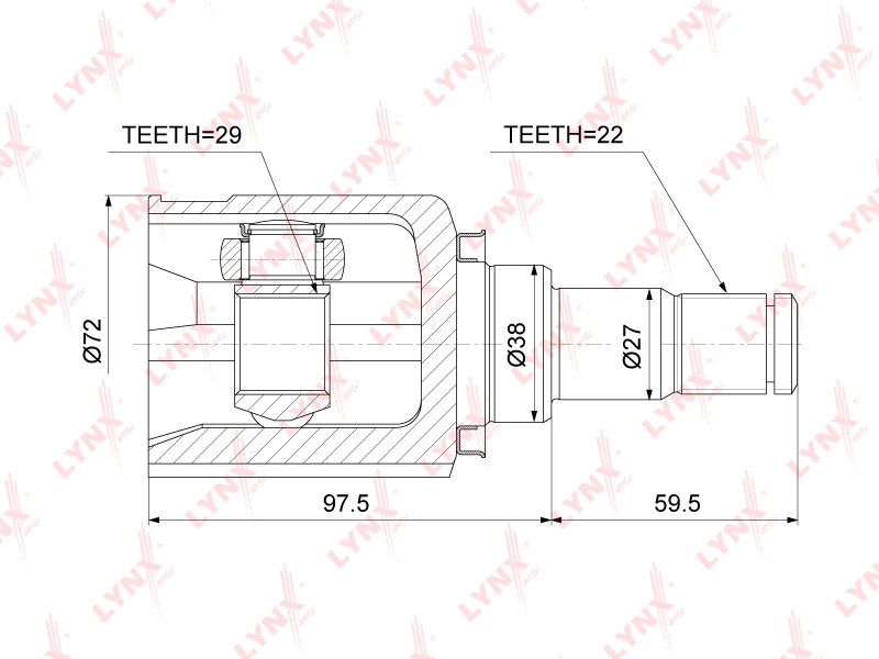 ШРУС внутренний Перед Прав/Лев CHEVROLET Aveo Lacetti LANOS LYNXauto CI-3745 OEM 96888653