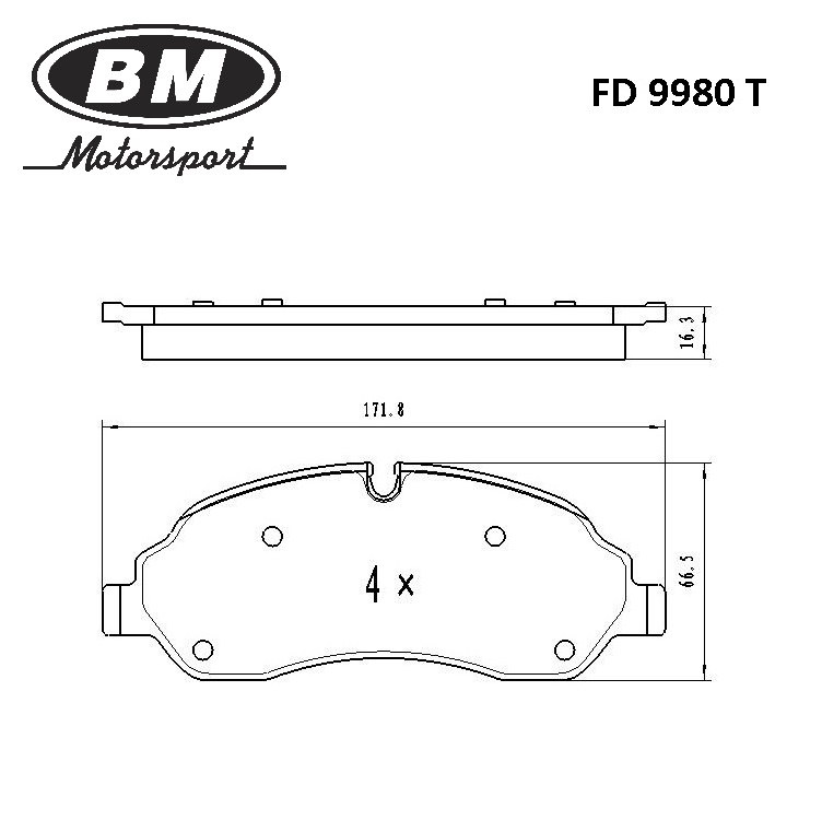 Колодки тормозные дисковые усиленные FORD TRANSIT Перед Прав Лев BM FD 9980T