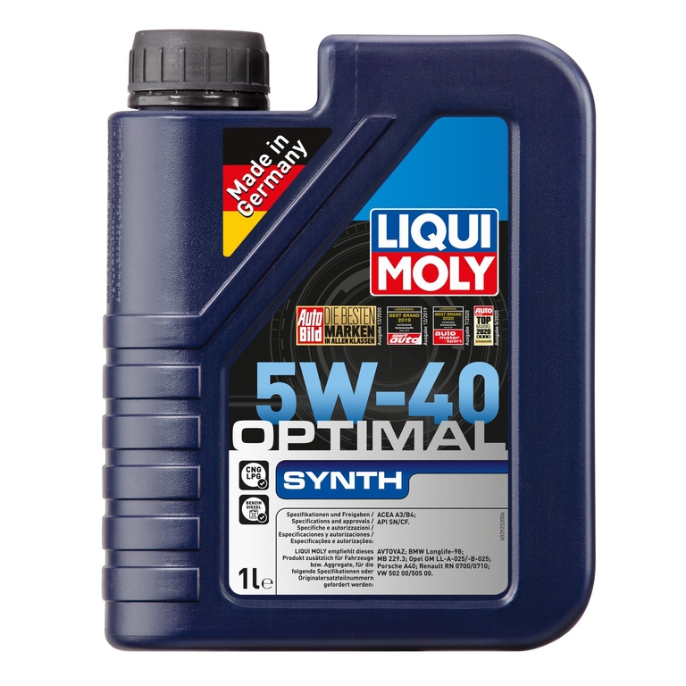 Моторное масло LIQUI MOLY Optimal Synth 5W-40 SN/CF A3/B4 синтетическое 1 л 