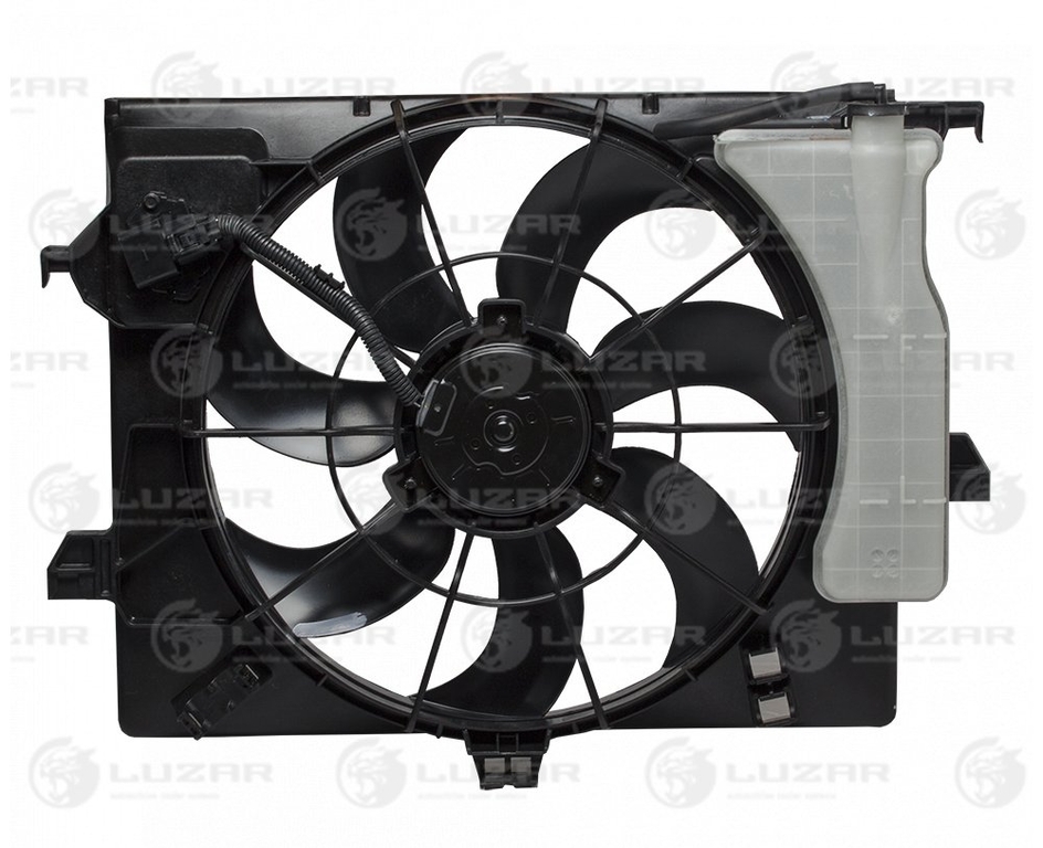 Электровентилятор охлаждения с диффузором Hyundai Solaris/Kia Rio (10-) A/C+Luzar LFK 08L4