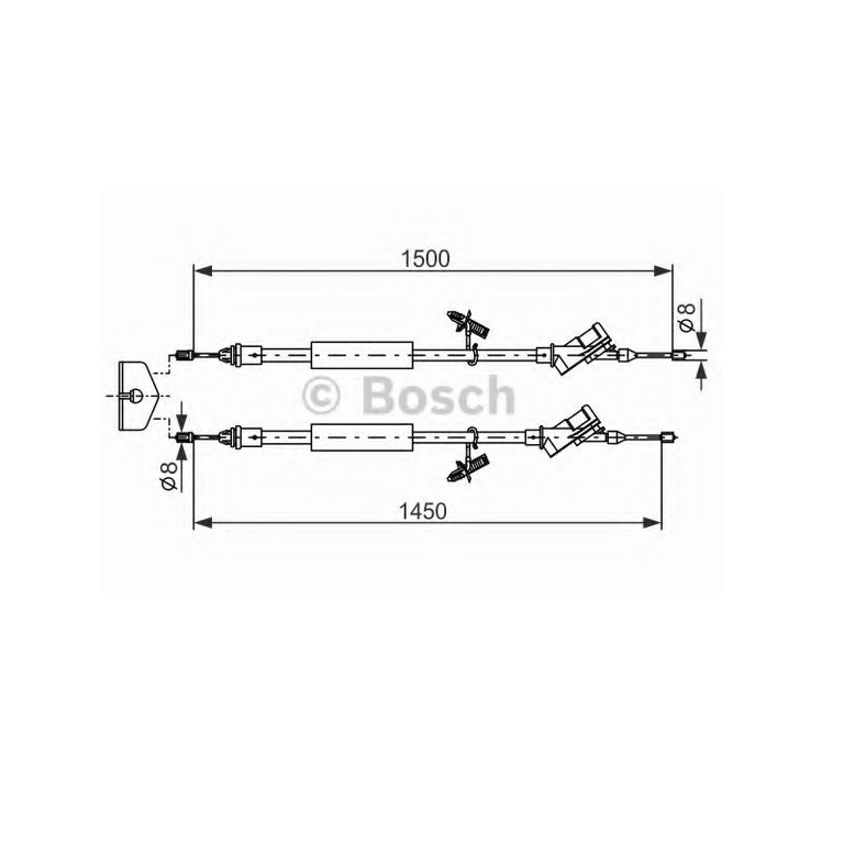 Трос стояночного тормоза FORD FOCUS 2 BOSCH 1987477222