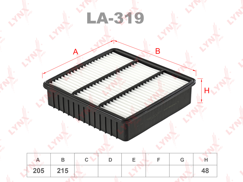 Фильтр воздушный LYNXauto LA319 MITSUBISHI AIRTREK 2.4 03-06/LANCER 1.3-2.0T 95>/OUTLANDER 2.0-2.4 0