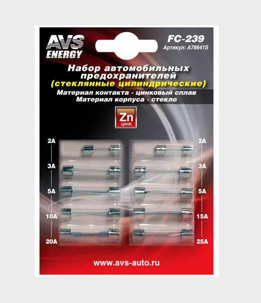 Предохранители стеклянные AVS A78641S