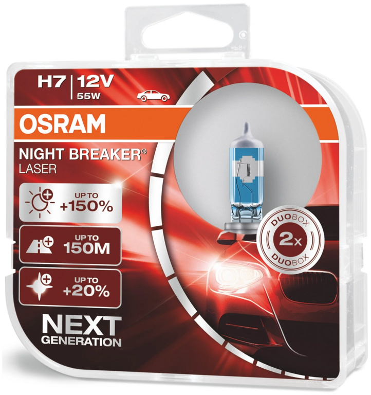 Комплект ламп H4 12V 60/55W P43t OSRAM NIGHT BREAKER LASER +150% больше света 2шт.