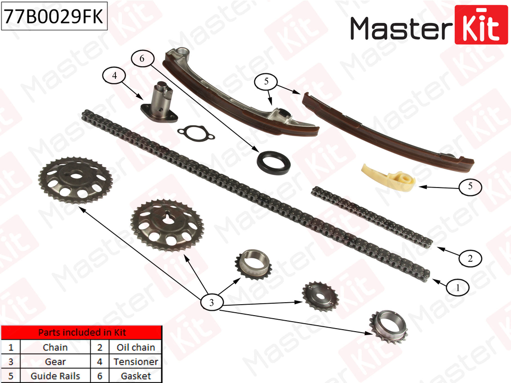 Комплект цепи ГРМ MASTER KIT 77B0029FK