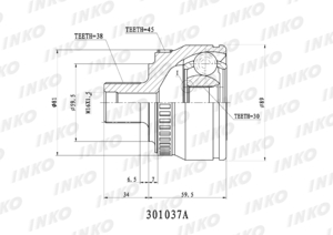 ШРУС внешний Volkswagen	 PASSAT 4WD 38/30 ABS 45 перед прав/лев INKO 301037A