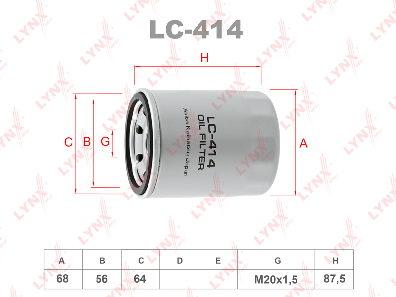 Фильтр масляный LYNXauto LC414 MITSUBISHI LANCER