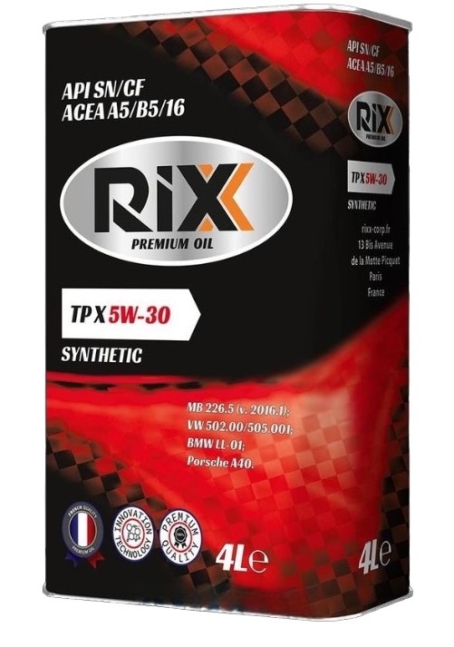 Моторное масло RIXX TP X 5W-30 SN/CF A5/B5 синтетическое 4 л