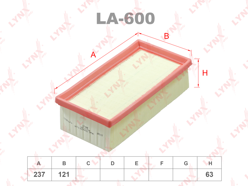 Фильтр воздушный LYNXauto LA-600