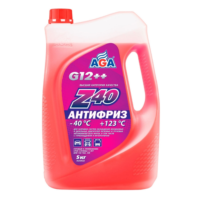 Антифриз AGA Z40 G12++ -40 С красный 5 кг AGA  AGA002z