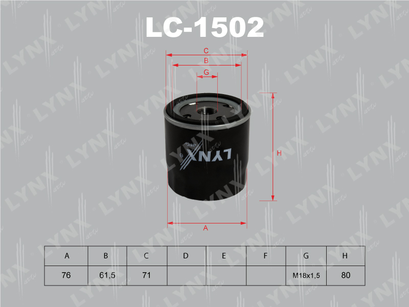 Фильтр масляный CHEVROLET Cruze OPEL Corsa Meriva LYNXauto LC-1502