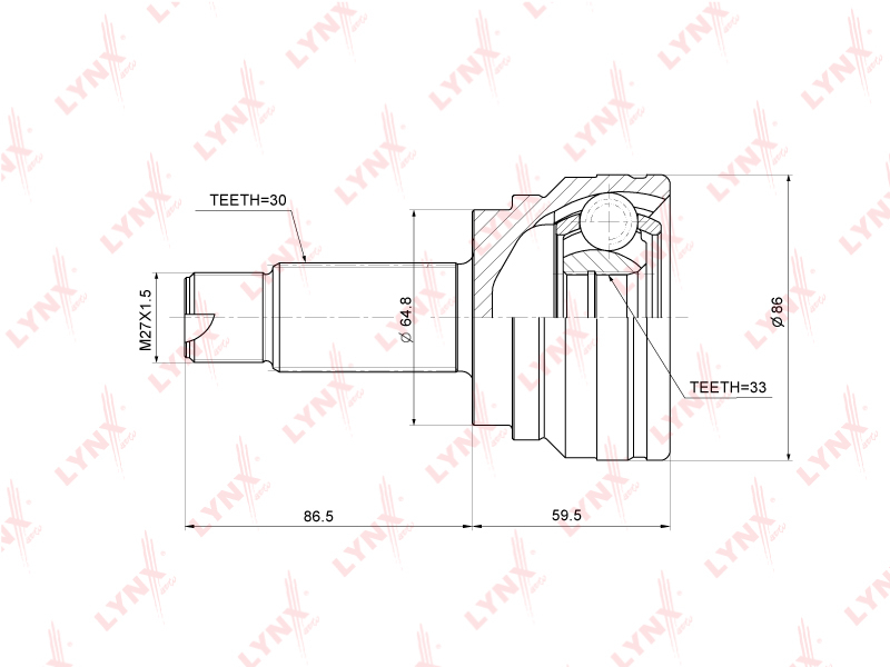 ШРУС наружный BMW X5 Перед Прав/Лев LYNXauto CO3765 OEM 31607545126