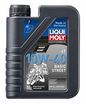 Моторное масло 4-х тактное LIQUI MOLY Motorbike Basic Street 10W-40 SL JASO MA2 1 л