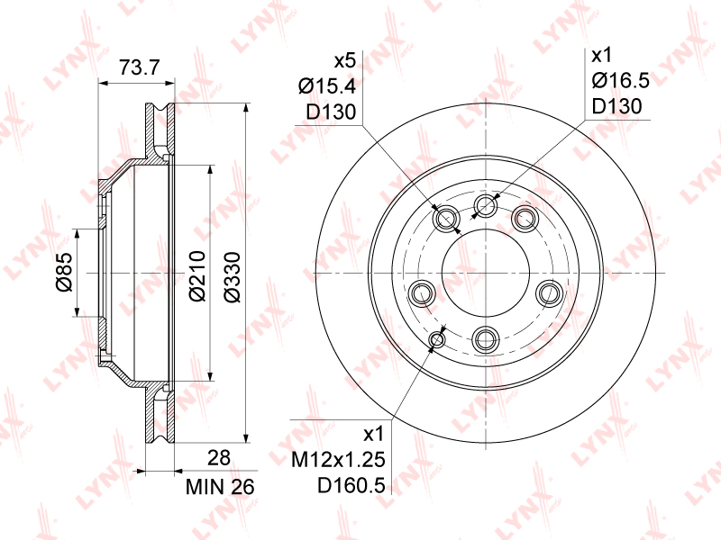 Диск тормозной Зад VAG AUDI Q7 Volkswagen TOUAREG OEM 95535240131 LYNXauto BN1210