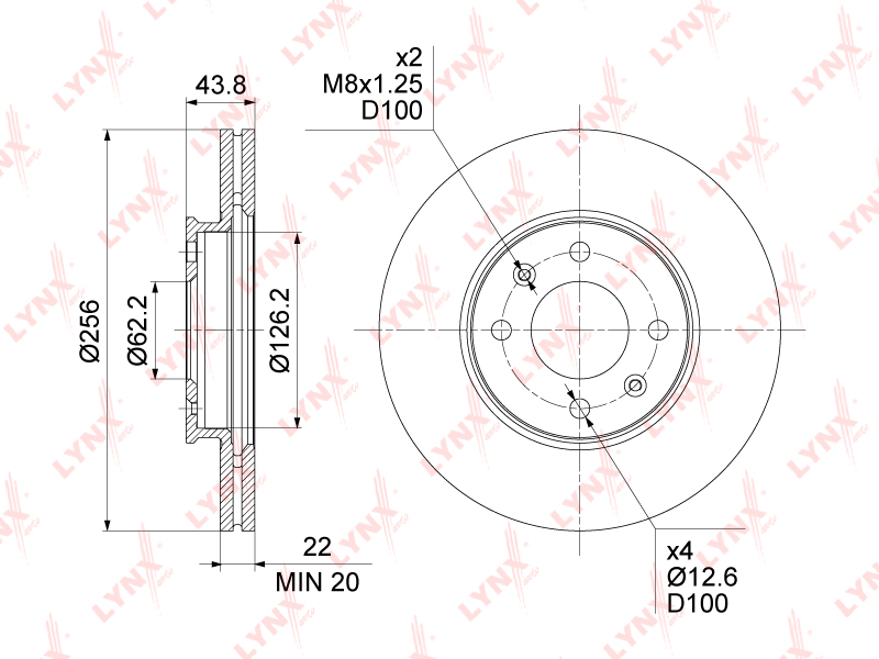 Диск тормозной LYNXauto BN-1431 Перед OEM Hyundai/Kia 51712-C8000 Kia Rio IV