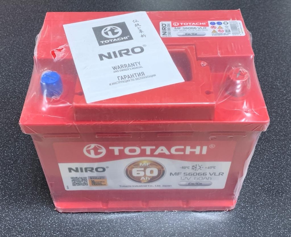 Аккумуляторная батарея АКБ TOTACHI Niro MF 56066 VLR 60A/ч поляр.обратная 0 (JIS L)