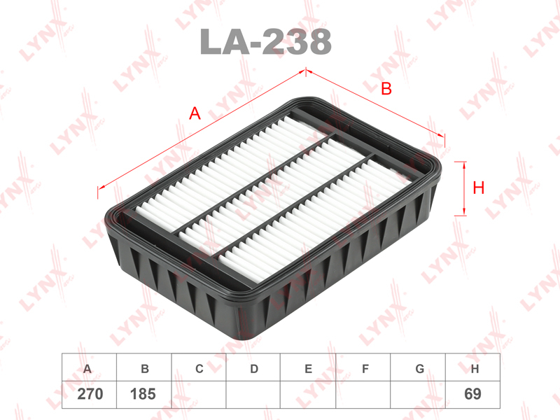 Фильтр воздушный MITSUBISHI Lancer Outlander CITROEN LYNXauto LA-238 OEM 1500A190