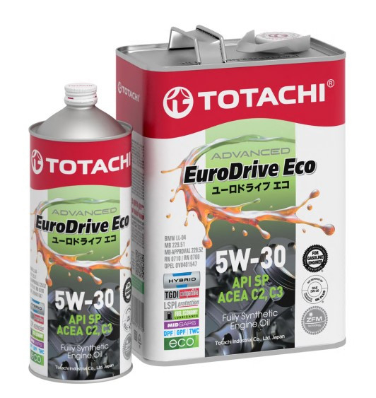 Моторное масло TOTACHI EURODRIVE ECO Fully Synthetic 5W-30 API SP, ACEA C2/C3, ILSAC GF-6A 4л+1л