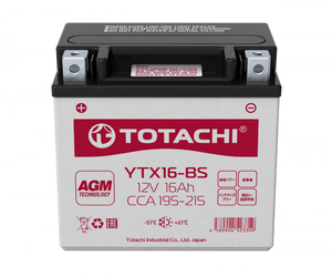 Аккумуляторная батарея  CMF 16 а/ч YTX16-BS R AGM TOTACHI 90016