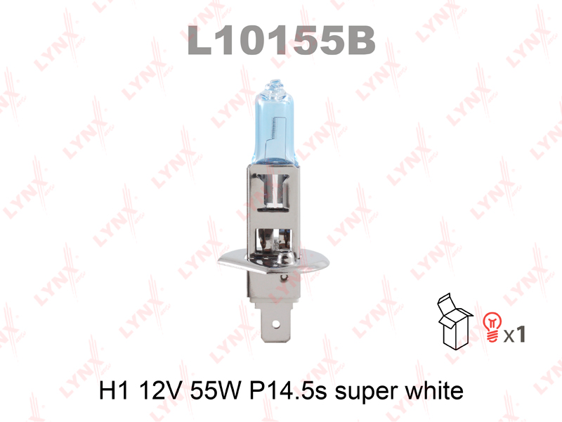 Лампа LYNXauto L10155B H1 12V 55W P14.5S SUPER WHITE